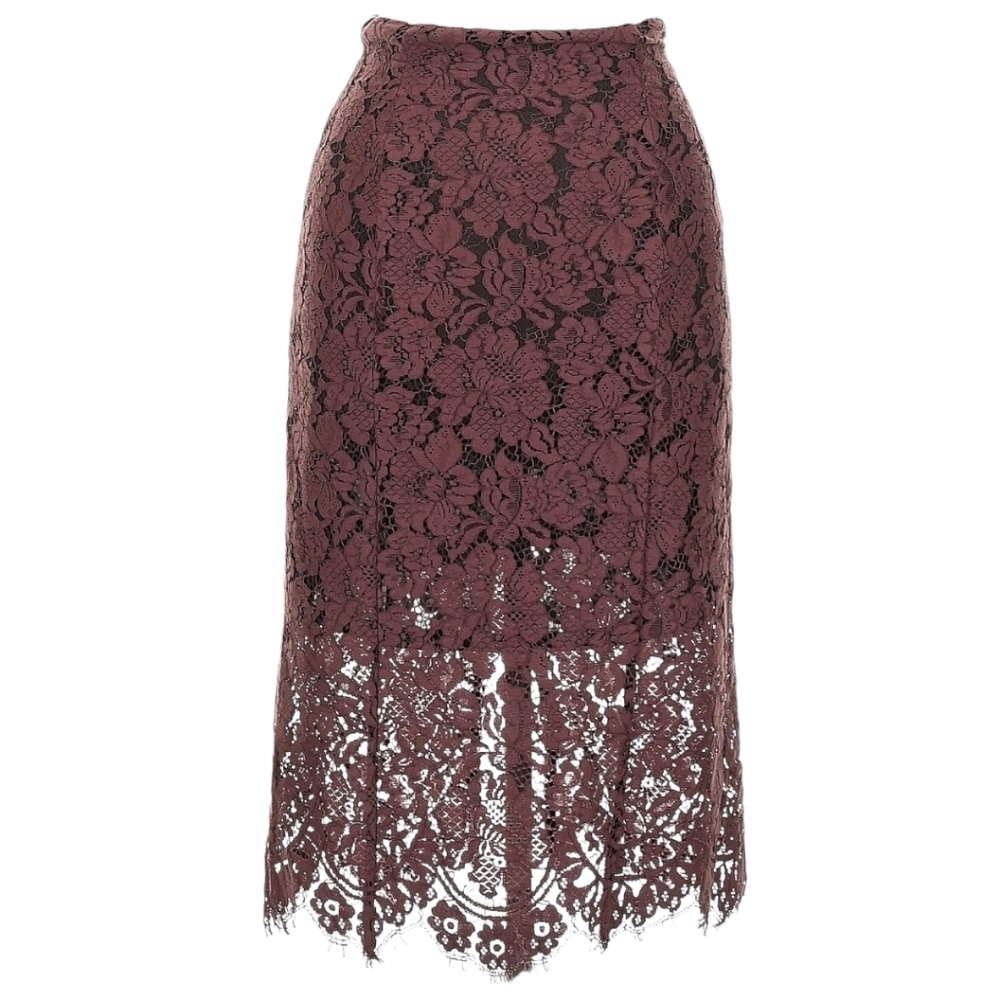 GANNI Jerome Lace Midi Skirt EU 34 US 2 Dusty Rose Sheer Hem Dark Romantic